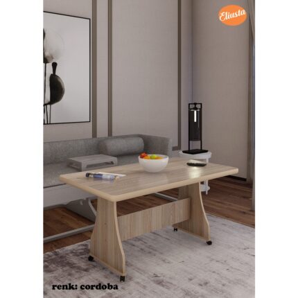 modilayn Eliusta Tekerlekli Mdf Masa %100 Mdf Orta Sehpa Mutfak Masası Yemek Masası - Görsel 4