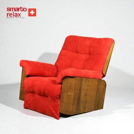 Smarto Relax TV Koltuğu Berjer – Madrid Serisi, Elektrikli Kademeli Ergonomik Tasarım, kirmizi Deri Döşeme, USB Şarj, Doğal Ahşap Panel, Kontrol Panelli, Dekoratif Tekli Koltuk (Salon/Oturma Odasi) - Görsel 3