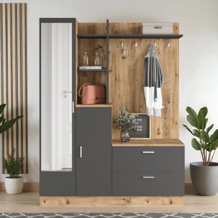 Robin Home Jessie Vestiyer Ayakkabılık Portmanto Aynalı Raflı