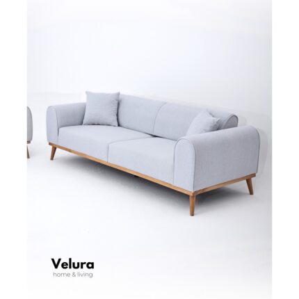 Velura Home & Living Valo Sırt Mekanizmalı 3 Adet Üçlü Kanepe & 3'lü Koltuk (3+3+3) - Fildişi - Görsel 2