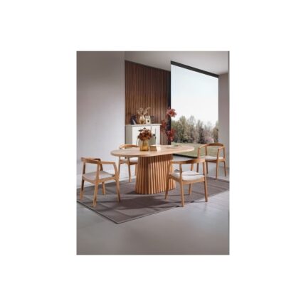 Gazzini Furniture Savana Oval Ahşap Bohem Yemek Masası 80X160 - Görsel 3