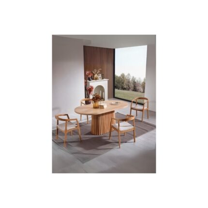 Gazzini Furniture Savana Oval Ahşap Bohem Yemek Masası 80X160 - Görsel 4