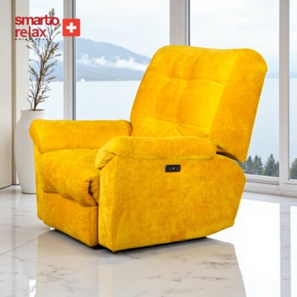 Smarto Relax TV Koltuğu Milan Serisi Berjer –, Elektrikli Ergonomik Tasarım baba koltuk, Kadife/Şönil Kumaş, Kontrol Panelli, Dekoratif Tekli Koltuk (Salon/Oturma Odası)(Sarı)