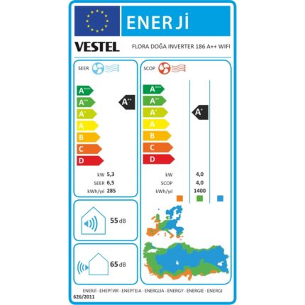Vestel Flora Doğa Inverter 186 WiFi A++ 18000 BTU Duvar Tipi Klima - Görsel 4