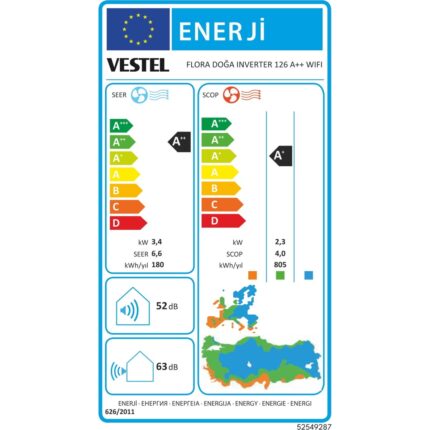 Vestel Flora Doğa Inverter 126 WiFi A++ 12000 BTU Duvar Tipi Klima - Görsel 4