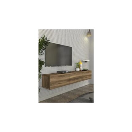 Dorpek Cercei Tv Ünitesi Modern Tasarım, Geniş Ekran Uyumlu, Raflı ve Geniş Alanlı Tv Sehpası 180 cm Ceviz