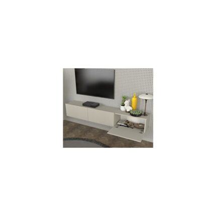 Dorpek Cercei LED Li Işıklı Tv Ünitesi 180 cm - Kumtaşı Renk, Modern, Geniş, Raflı Tasarım - Tv Sehpası - Görsel 4