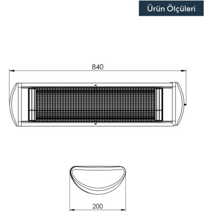 Kumtel Ex-25 Süper Ecoray 2500 W Termostatlı Infrared Isıtıcı Soba – İç ve Dış Mekan Kullanımına Uygun, Elipsoidal Tel Sarım, 10x84x20 cm - Görsel 4