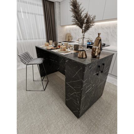 asratrend %100 Mdflam 150CM Dolaplı Yüksek Mutfak Adası Yemek ve Bar Masası Ma-04 - Görsel 3