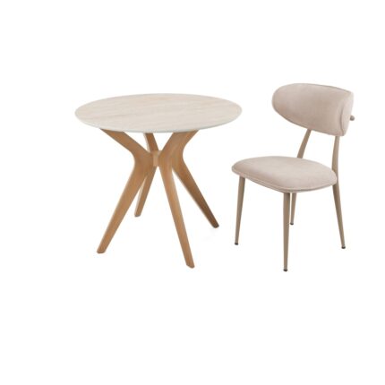 Plasmob 90X90CM Yuvarlak Masa Traverten-Ceviz Mutfak Masası-Balkon Masası Pera Model - Görsel 2