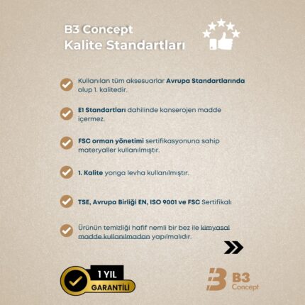 B3 Concept Nort Iı Serisi Modern Dekoratif Kare Salon Orta Sehpa Safir Meşe & Beyaz - Görsel 3