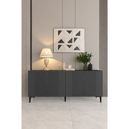 Ceneyra KA1511A- Corsa Lazer Çizgili Konsol , Tv Sehpası , Çok Amaçlı Dolap 150CM Antrasit