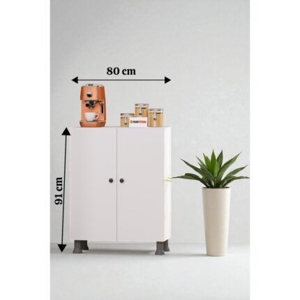 Yeni Vitrin Çok Amaçlı Mutfak Banyo Kiler Dolabı 80 cm Beyaz