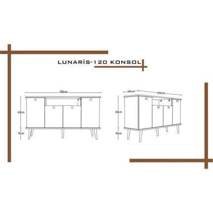 Melura Home Lunaris Konsol 120 cm %100 Mdf Lake Ahşap Ayaklı - Görsel 4