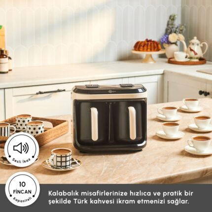 Karaca Hatır Hüp Düet Aromalı, Közde ve Türk Kahve Makinesi 10 Fincan Kapasiteli Bol Köpüklü Krem - Görsel 4
