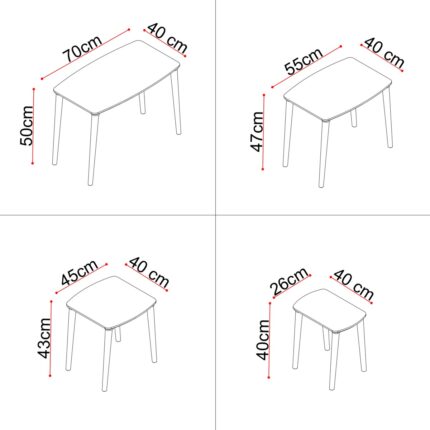 Seven Madame Arvia Marmö Beyaz Mermer Modern 4'lü Zigon Sehpa Takımı - Görsel 5