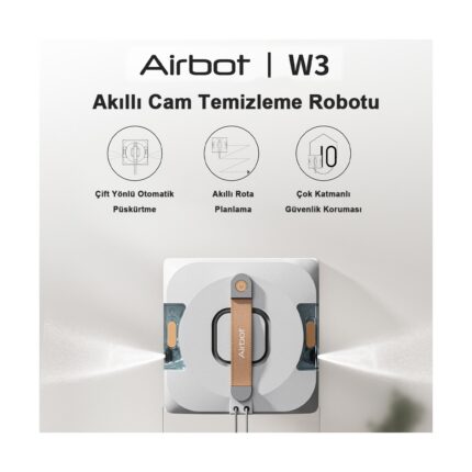 Airbot W3 Cam Temizleme Robotu 11000PA Emiş Gücü–çift Nozul Ultrasonik Püskürtme,akıllı Yol Planlama,kenar Algılama Teknolojisi, Ups 20 Dakika,4 Temizlik Modu,mihome Kontrol