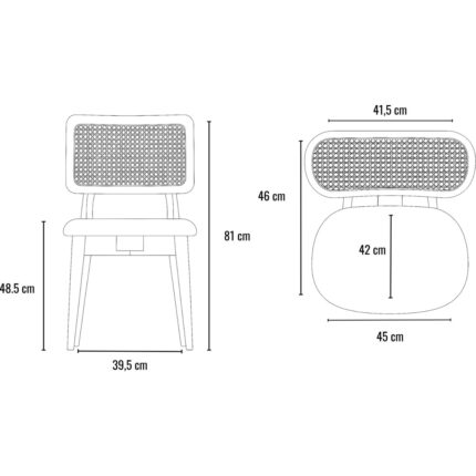 Atölye Casa Punto Sandalye Naturel Antrasit Kumaş 2 Adet - Görsel 4