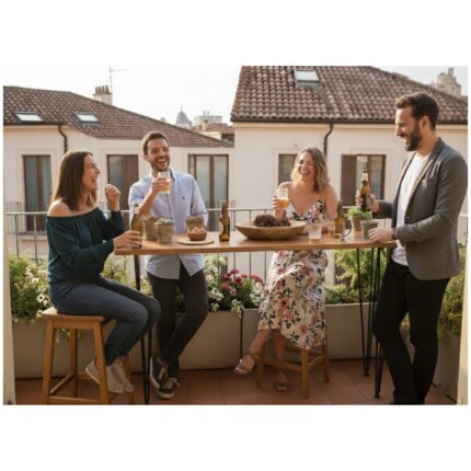 Modüler Ekipman %100 Masif Ahşap Balkon Masası Çift Kat Vernikli | Kahve Köşesi, Yemek Masası, Oturma Odası - Görsel 2