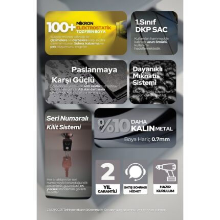 Mobilya Pratik Kilitli 5'li Metal Ayakkabılık - Açık Gri - Görsel 4