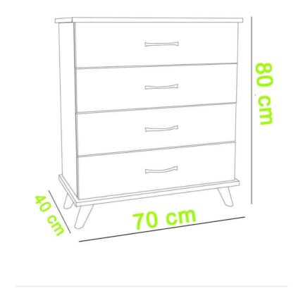 Ninna Mobilya Gold ???? 4 Çekmeceli Modern Şifonyer – 70X80X40 Cm, Geniş Depolama Alanı, Şık Tasarım - Görsel 2