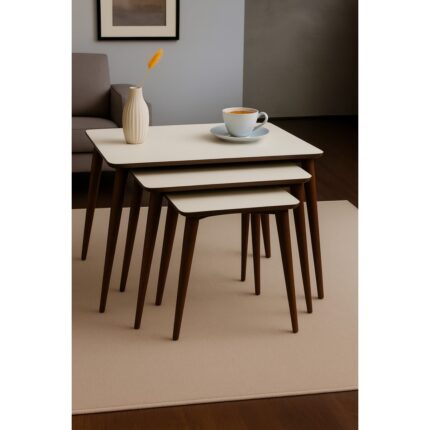 Ayge Istanbul 3'lü Zigon Sehpa %100 Mdf Beyaz