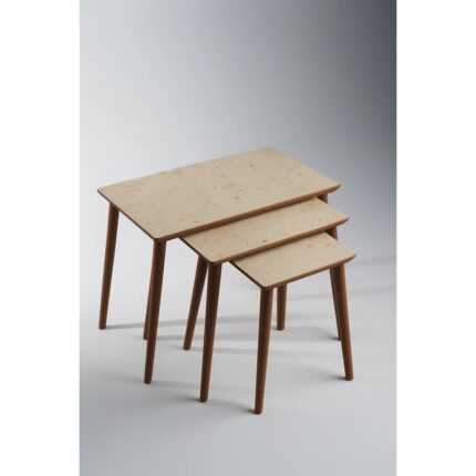 Ayge Istanbul Traverten 3'lü Zigon Sehpa %100 Mdf - Görsel 2