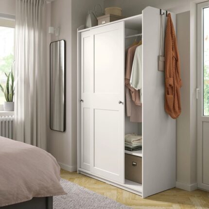 IKEA Hauga Sürgü Kapaklı Gardırop Beyaz 118 x 55 x 199 Cm - Görsel 3