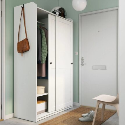 IKEA Hauga Sürgü Kapaklı Gardırop Beyaz 118 x 55 x 199 Cm - Görsel 4