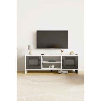 İntergo Molde Retro Tv Sehpası Mdf Membran Kapaklı Raflı Tv Ünitesi Televizyon Sehpası