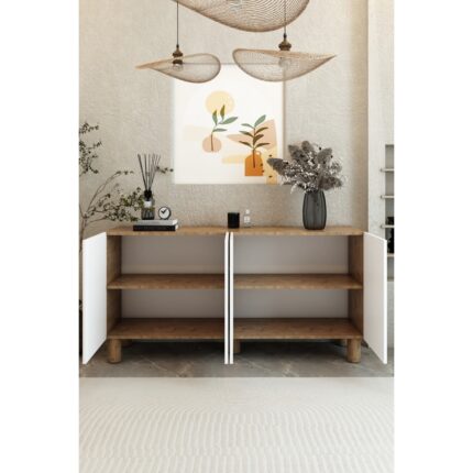İzco Design Bohem 4 Kapaklı Konsol – Mdf Kapaklı Modern Salon Dolabı | Çok Amaçlı Depolama Ünitesi - Görsel 2