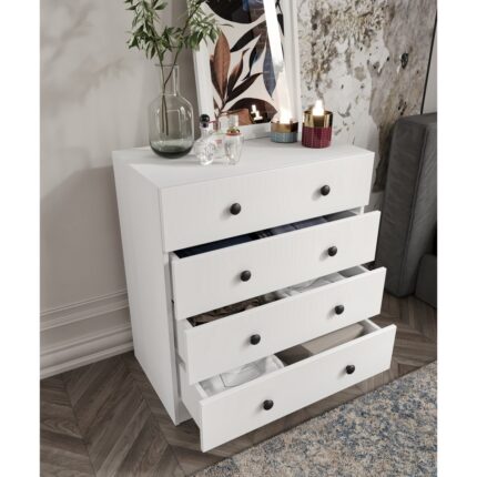 %100 Mdf Moriva 4 Çekmeceli Şifonyer – 90X80X47 cm Kurulum Animasyonu-Teleskopik Ray- 40 cm Çekmece Derinlik - Görsel 3