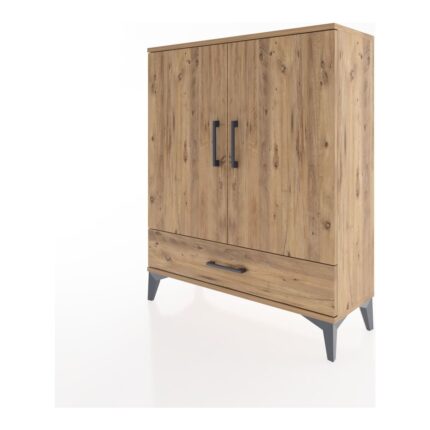 Dienni Arges Şifonyer 2 Raflı Tek Çekmeceli 2 Kapaklı 88X30X106 Çam-Çam - Görsel 3