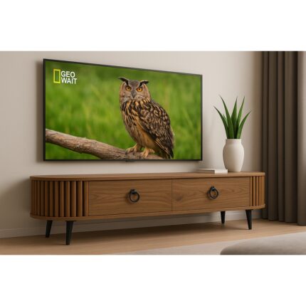 Moka Park AVM Linea 150 Lik Ovalli Çıtalı 2 Kapaklı Tv Ünitesi – Ceviz Detaylı, 150 Cm, Duvara Monte Edilebilir - Görsel 2