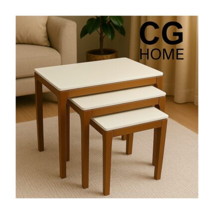 Cg Home Mono Zigon Sehpa Üçlü Lüx %100 Ağaç Lake Boyalı Sehpa - Görsel 4