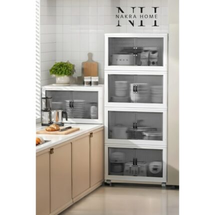 Nakra Home Katlanabilir 4 Katlı Tekerlekli Plastik Dolap – Çok Amaçlı Portatif Organizer (Geniş Hacim) - Görsel 3