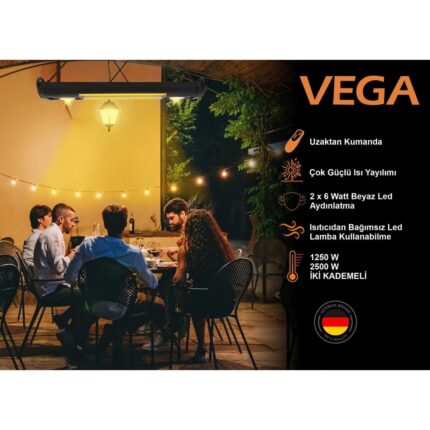Mirkraft Vega 2500W Sarkıt Tipi Karbon Infrared Isıtıcı Kumandalı LED Aydınlatmalı - Görsel 4