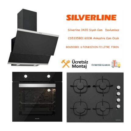Silverline Siyah Cam Ankastre Set 3420 - CS5335B01 - BO6501B01