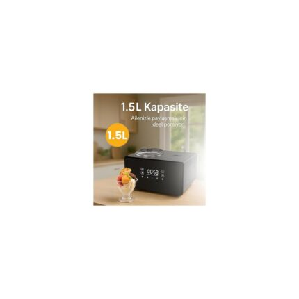 Gelato Plus Dondurma Makinesi - 3 Farklı Hız Ayarı, Kompresörlü Soğutma, Gelato, Sorbe, Frozen, Dondurma, Milkshake, Yoğurt- Paslanmaz Çelik Gövde - 1.5 Litre Kapasite - Görsel 3