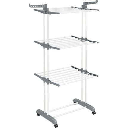 Çamaşır Kurutma Makinesi, Stand Kurutma Makinesi 4 Kademeli, Kanatlı Elbise Havalandırması, Katlanır Kanatlar, Tekerlekli, Kolay Montaj, Beyaz