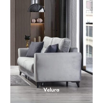 Velura Home & Living Alaf Üçlü Kanepe & 3'lü Koltuk - Gri - Görsel 3