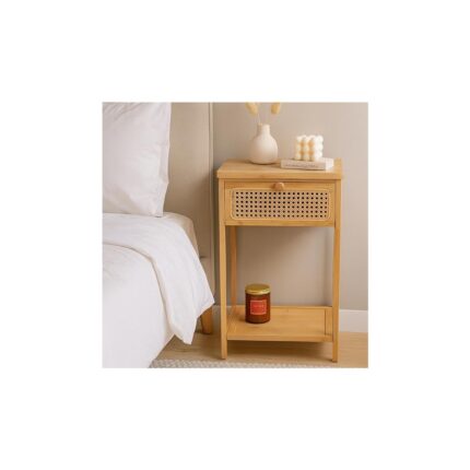 Rattan Komodin | Doğal Ahşap Şifonyer – Yatak Odası ve Salon Kullanımına Uygun