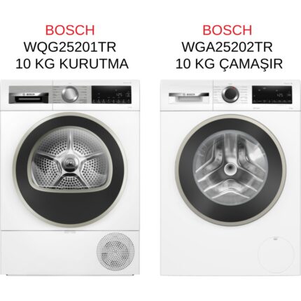 Bosch WQG25201TR - WGA25202TR 10 kg Kurutma ve 10 kg Çamaşır Makinesi 2'li Set