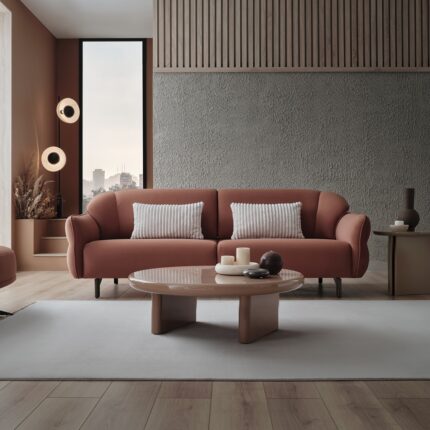 Enza Home Hera Koltuk Takımı - Koyu Somon - Görsel 2