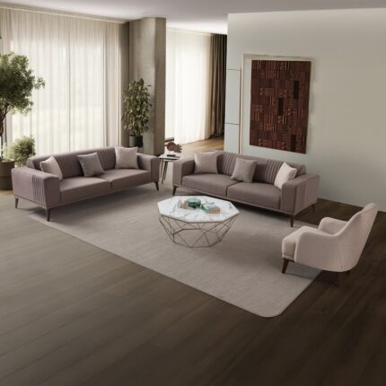 Edsy Home Regnar 3+3+1 Koltuk Takımı Kahverengi + Sütlü Kahve