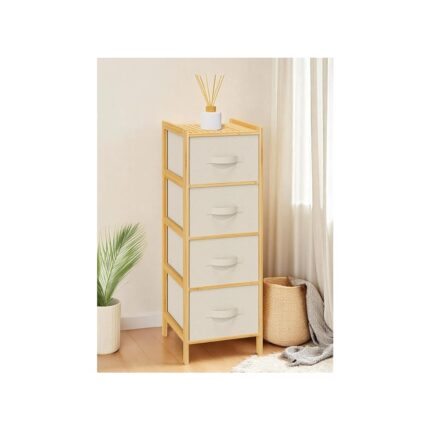 Bambu 4 Çekmeceli Dolap Organizer Çok Amaçlı Düzenleyici Şifonyer DB-0014