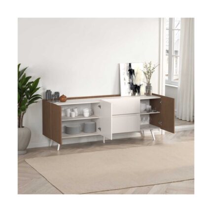 Adore Mobilya Milano 3 Kapaklı 2 Çekmeceli Konsol Vizon-Zebra 210X80X44 cm - Görsel 2