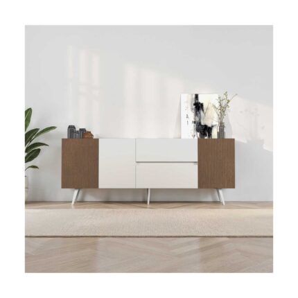 Adore Mobilya Milano 3 Kapaklı 2 Çekmeceli Konsol Vizon-Zebra 210X80X44 cm - Görsel 3