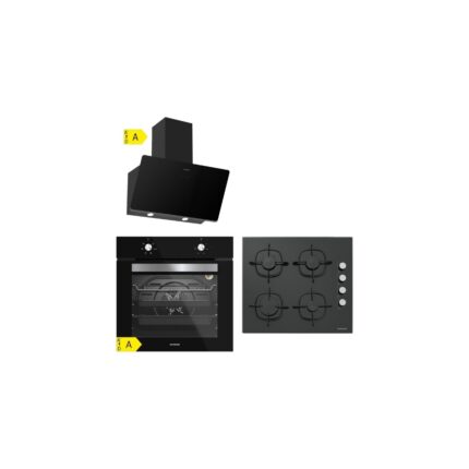 Silverline BO6501B01 - CS5335B01 - 3457 Soho 60 Siyah Cam Ankastre Set