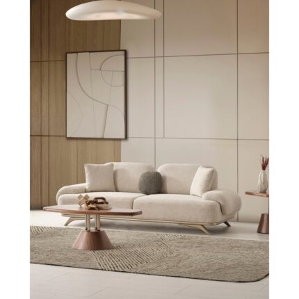 Velura Home & Living Nesta Sırt Mekanizmalı Üçlü Kanepe & 3'lü Koltuk - Krem